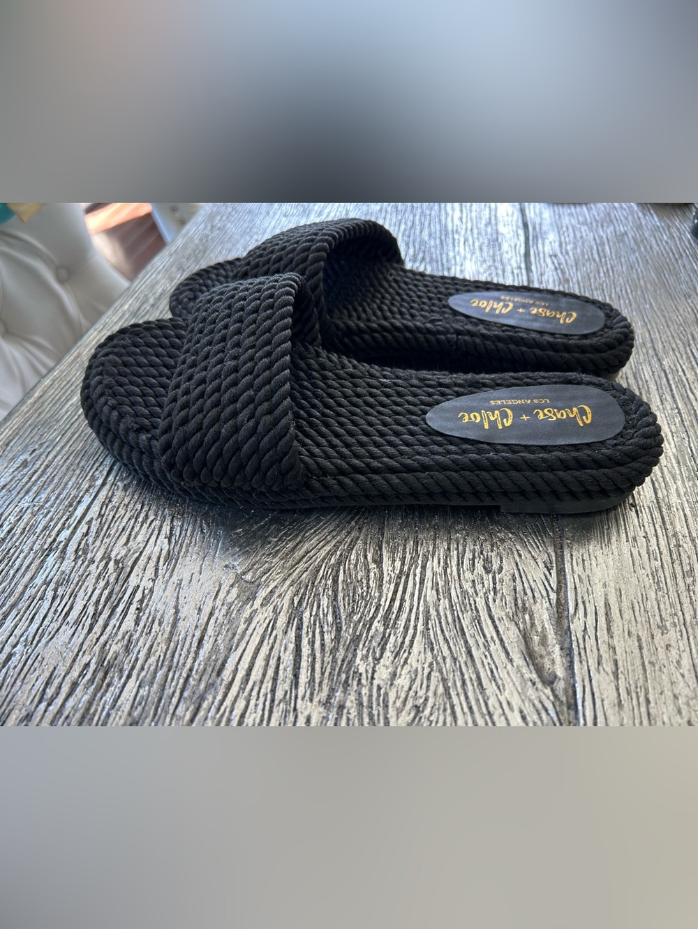 Chase + Chloe Black Portia Slide Sandals - Picture 4 of 5